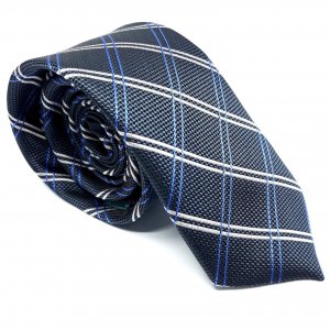 Elegancki Krawat Piotr Grafit Paski Krata