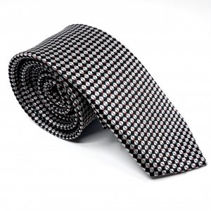 Dodatki Elegancki Krawat Czarno Białe Romby