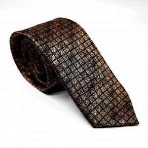 Elegancki Krawat Złoty Kratka