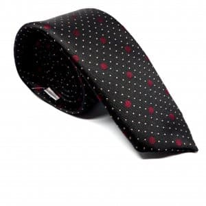 Elegancki Krawat Bordowe Kropki