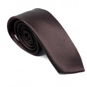 Elegancki Krawat Brązowy w Beżową Kropkę