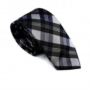 Elegancki Krawat Szaro Czarny Krata