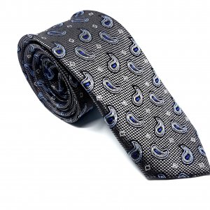 Elegancki Krawat Popielaty Wzór Turecki