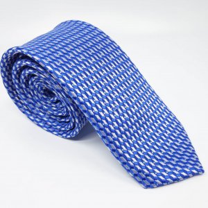 Elegancki Krawat Szafirowy Biały Wzór