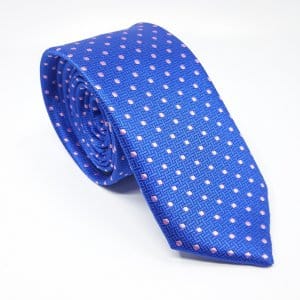 Elegancki Krawat Szafirowy w Różowe Kropki