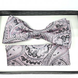 Mucha z poszetką różowo szara