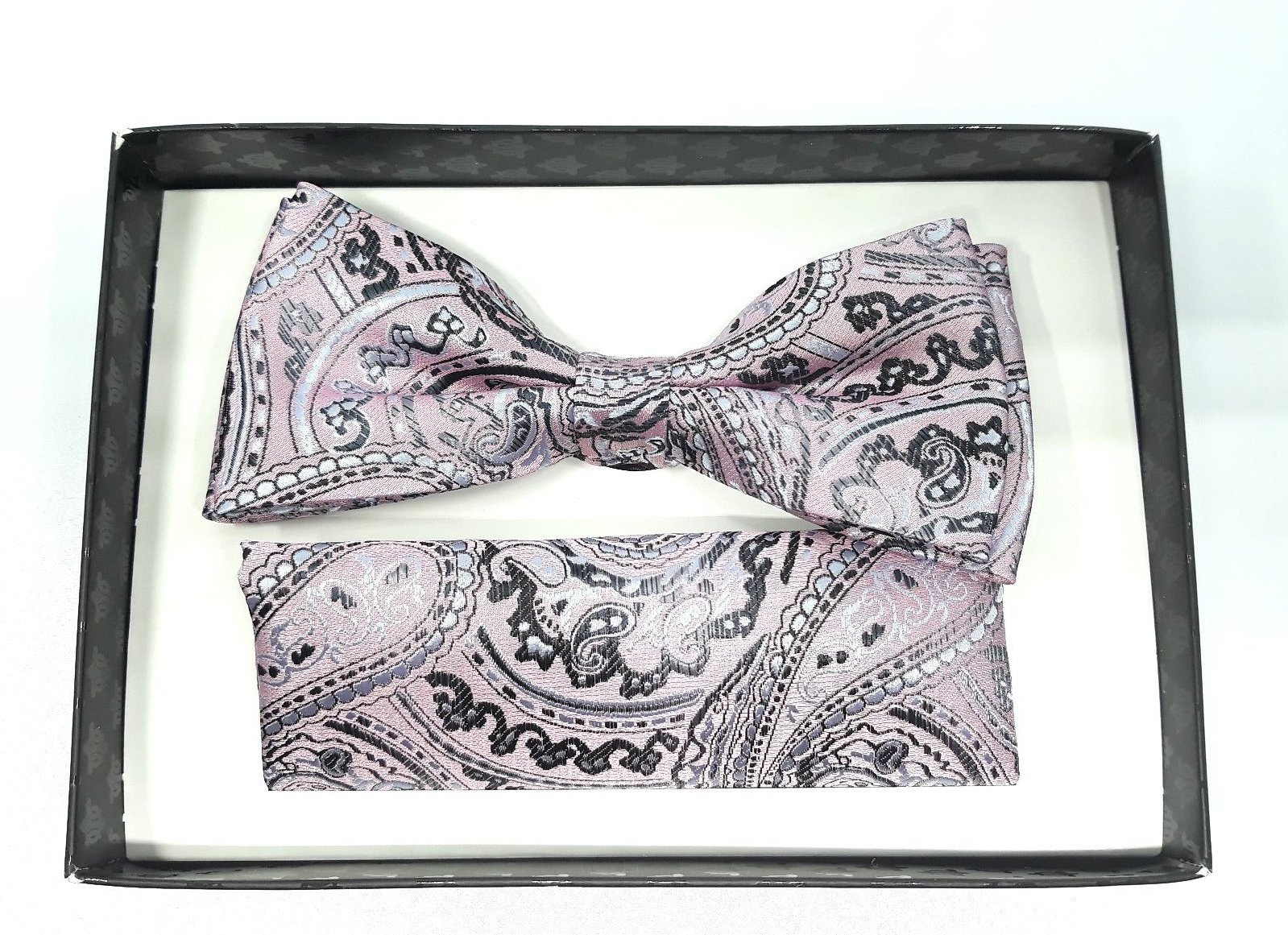 Mucha z poszetką różowo szara