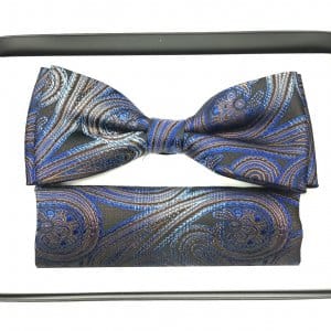 Mucha z Poszetką Brązowo Niebieska