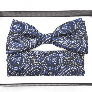 Mucha z poszetką biało szafirowa