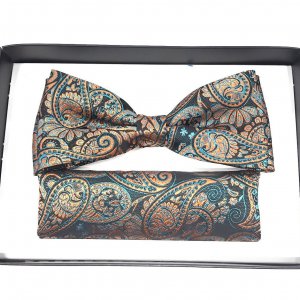 Mucha z Poszetką Turkus Pomarańcz