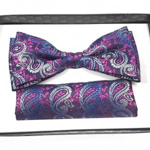 Mucha z Poszetką Amarant Niebieski