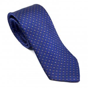 Elegancki Krawat Granatowy w Brązowy Wzór