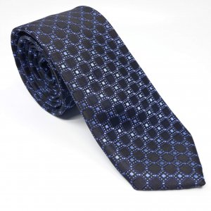 Elegancki Krawat Czarny w Niebieskie Kwadraty