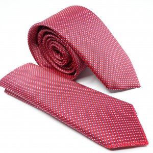 Dodatki Elegancki Krawat z Poszetką Czerwony Paski