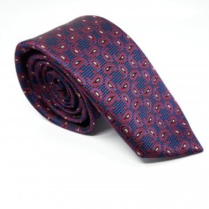 Elegancki Krawat Granatowy Czerwone Łezki