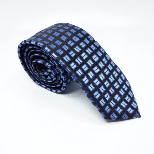Dodatki Elegancki Krawat Czarno Niebieski Wzór