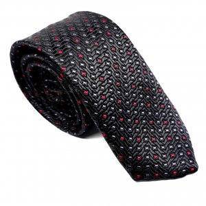 Elegancki Krawat Czarny w Prostokąty