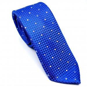 Elegancki Krawat Szafirowy w Białe Kropki