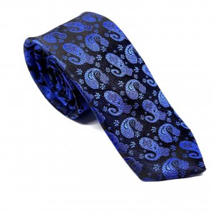 Elegancki Krawat Czarny Chabrowy Turecki Wzór