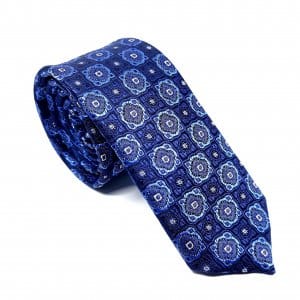 Elegancki Krawat Niebieski Wzór