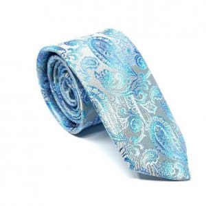 Elegancki Krawat Piotr Srebrno Turkusowy