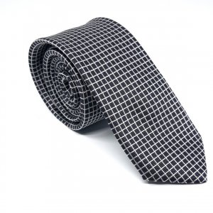 Elegancki Krawat Biało Czarny Wzór