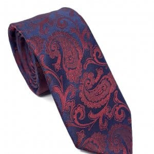 Elegancki Krawat Granatowo Bordowy Wzór