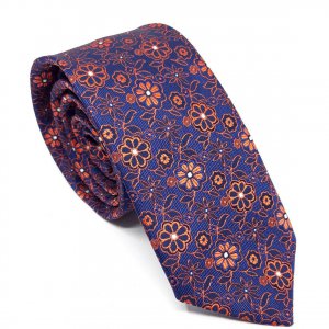 Elegancki Krawat Pomarańczowe Kwiatki
