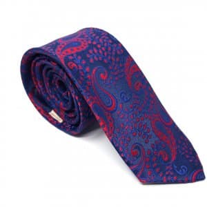 Elegancki Krawat Granatowo Czerwony