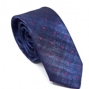 Elegancki Krawat Granatowy Różowe Kwadraty
