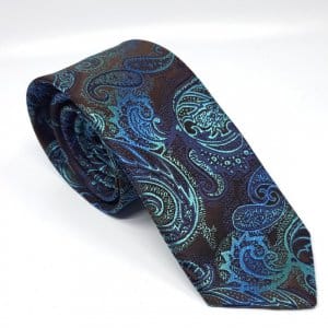 Elegancki Krawat Brązowo Turkusowy