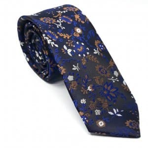 Elegancki Krawat Brązowo Granatowy Wzór