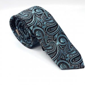 Elegancki Krawat Piotr Czarno turkusowy