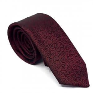 Dodatki Elegancki Krawat Bordowy Czarne Ślimaczki