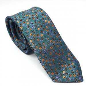 Elegancki Krawat Turkusowy Kwiatki