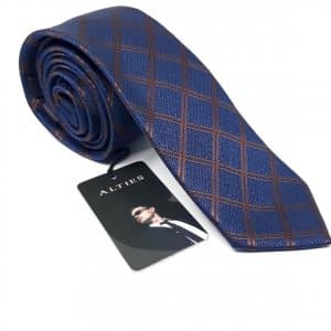 Elegancki Krawat Granatowy Krata