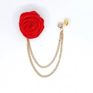 Pin Przypinka Kwiatek Czerwony Łańcuszek cyrkonia