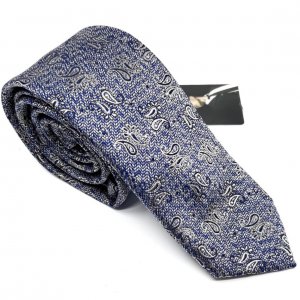 Elegancki Krawat Alties Granatowy w Beżowy Wzór