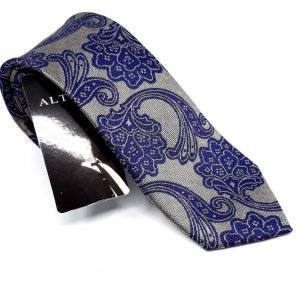 Elegancki Krawat Brązowy Granatowy Wzór