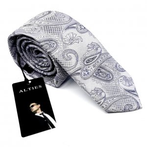 Elegancki Krawat Alties Srebrny Wzór