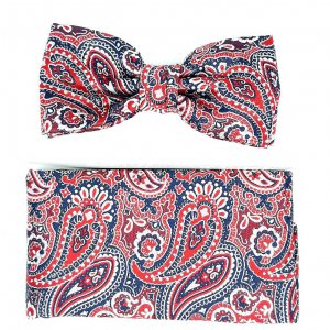 Mucha z Poszetką Czerwona Wzór