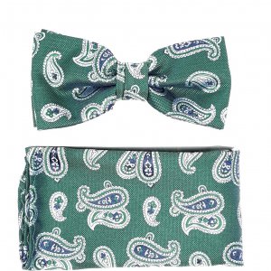 Mucha z Poszetką Zielona Wzór