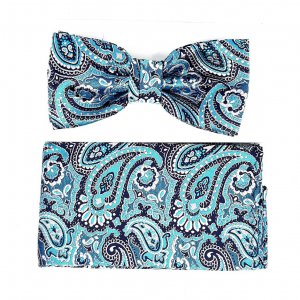 Mucha z Poszetką Niebieska Wzór