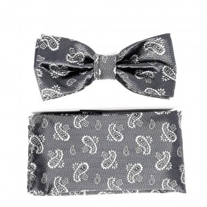 Mucha z Poszetką Szaro Srebrna