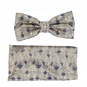 Mucha z Poszetką Brązowa Kwiaty