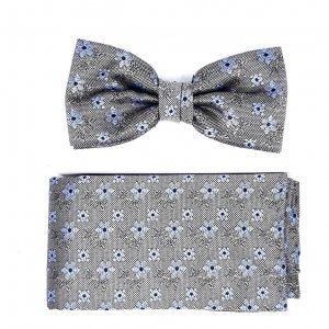 Mucha z Poszetką Szara Kwiatki