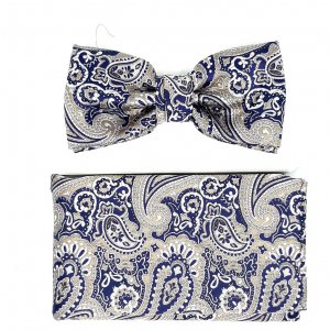 Mucha z Poszetką Granat Wzór