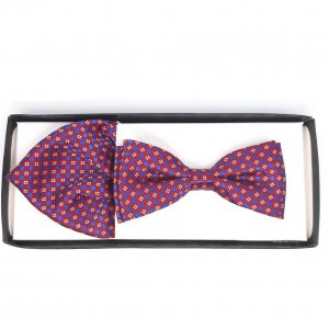 Mucha z Poszetką Czerwona Szafirowe Kropki