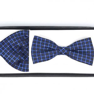 Muszka z Poszetką Kratka Szafirowa