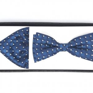 Muszka z Poszetką Ciemno Morska Kółka